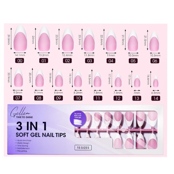 GELLEN 240 French Tip Almond Nails - Picture 2 of 6